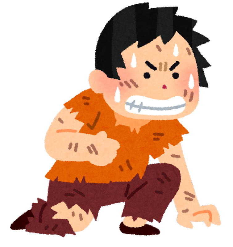 くじけず立ち上がる人のイラスト（男性） | かわいいフリー素材集 いらすとや